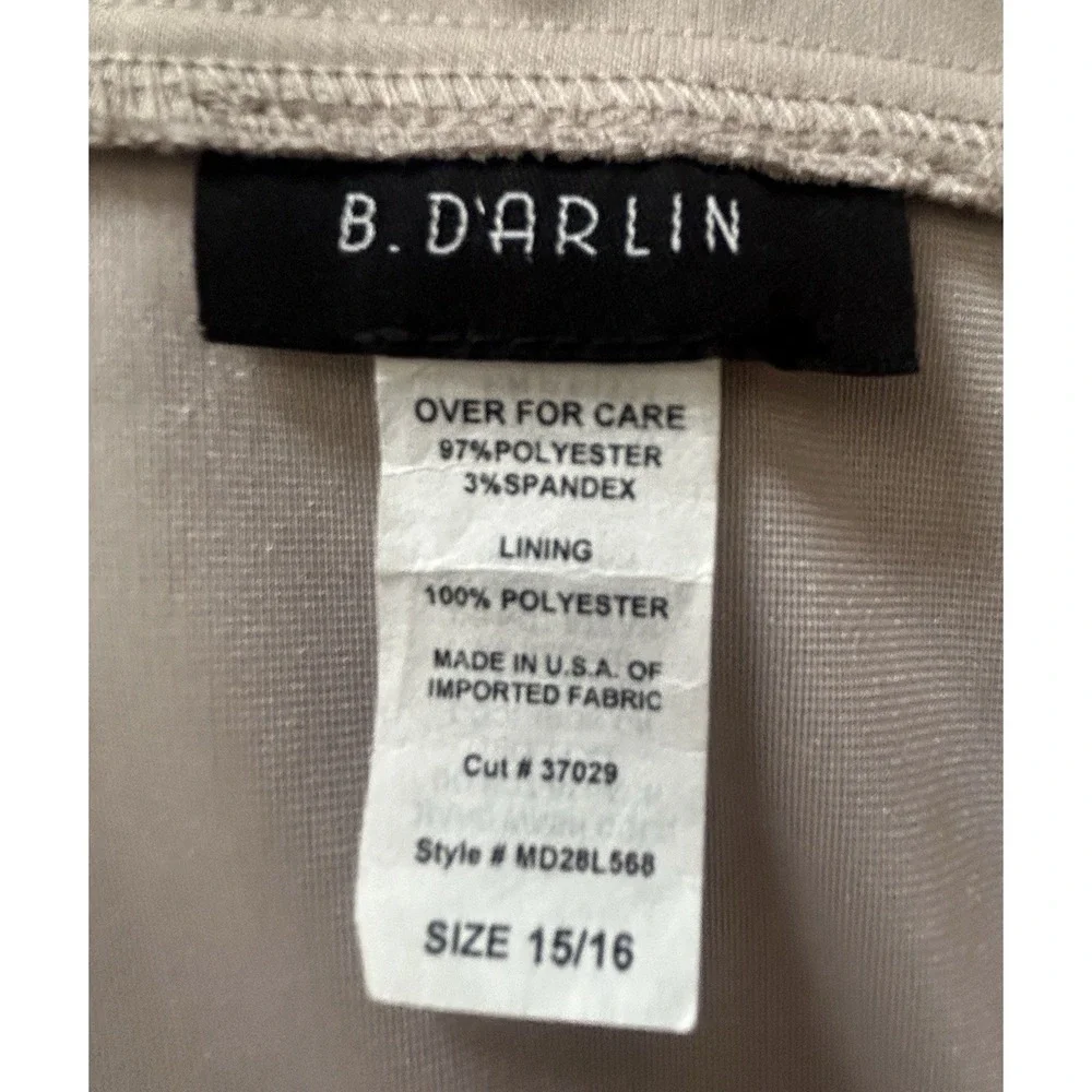 B. Darlin Champagne Velvet Beige Semi Wrap Cut Out Bodycon Midi Dress Sz 15/16 - Picture 9 of 10